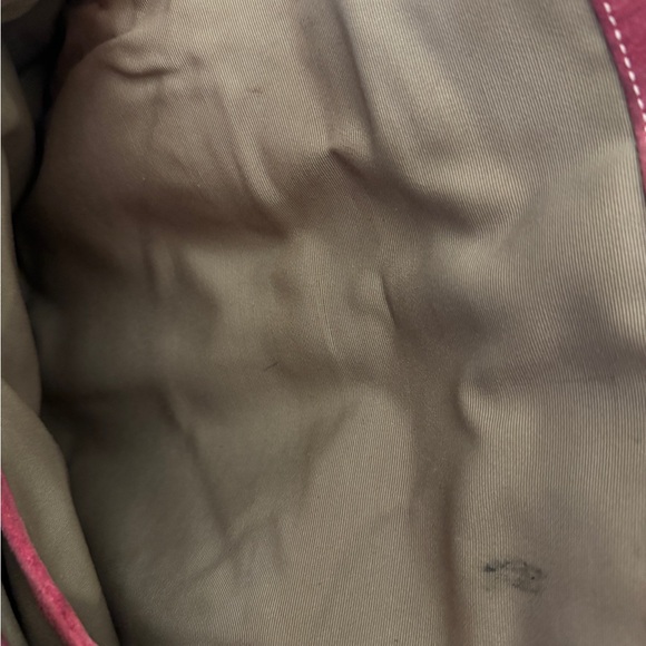 COACH Pink monogram canvas leather shoulder bag purse 12x7x3" suede. - Picture 13 of 15